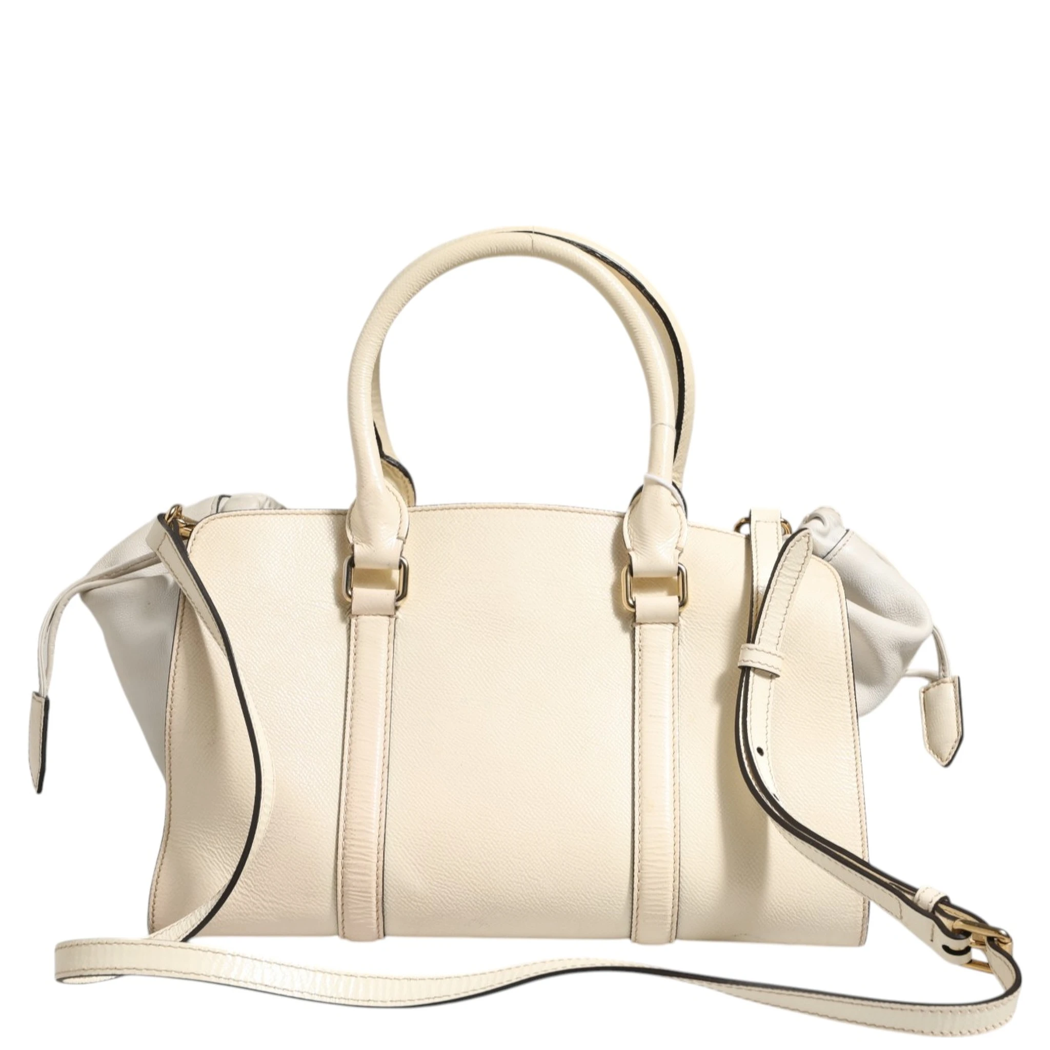 Chalk White Large Leather Tote Bag