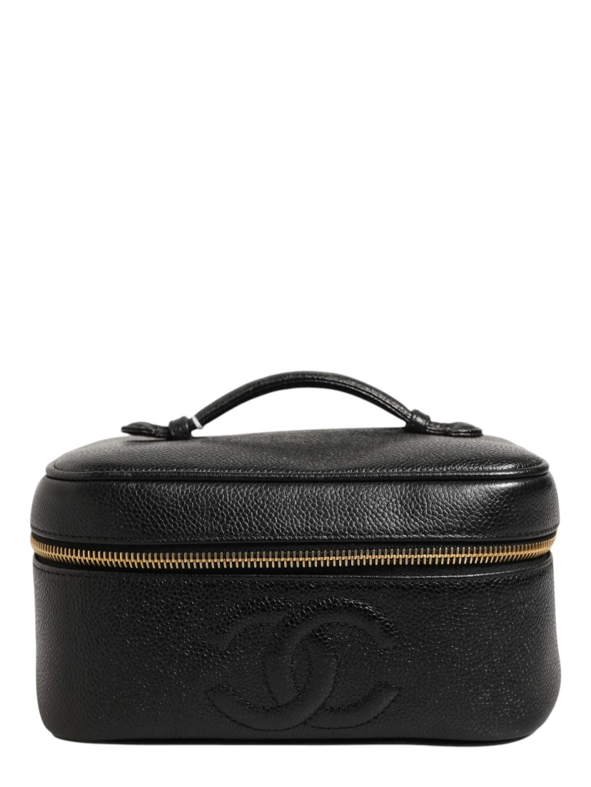 Black and gold makeup bag