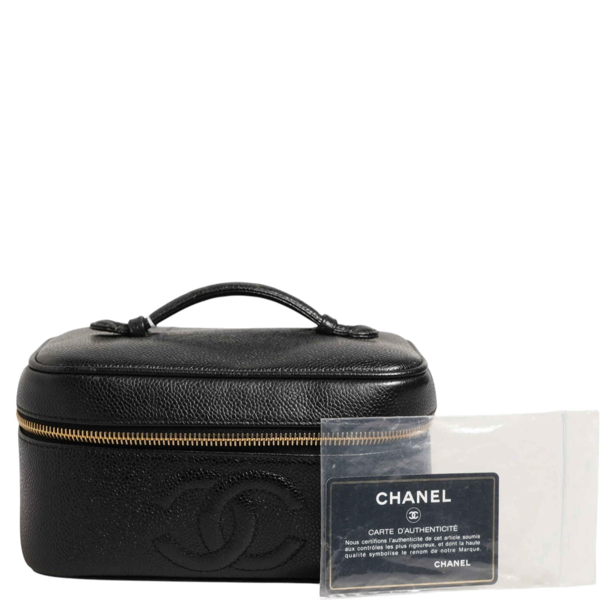 Black and gold makeup bag