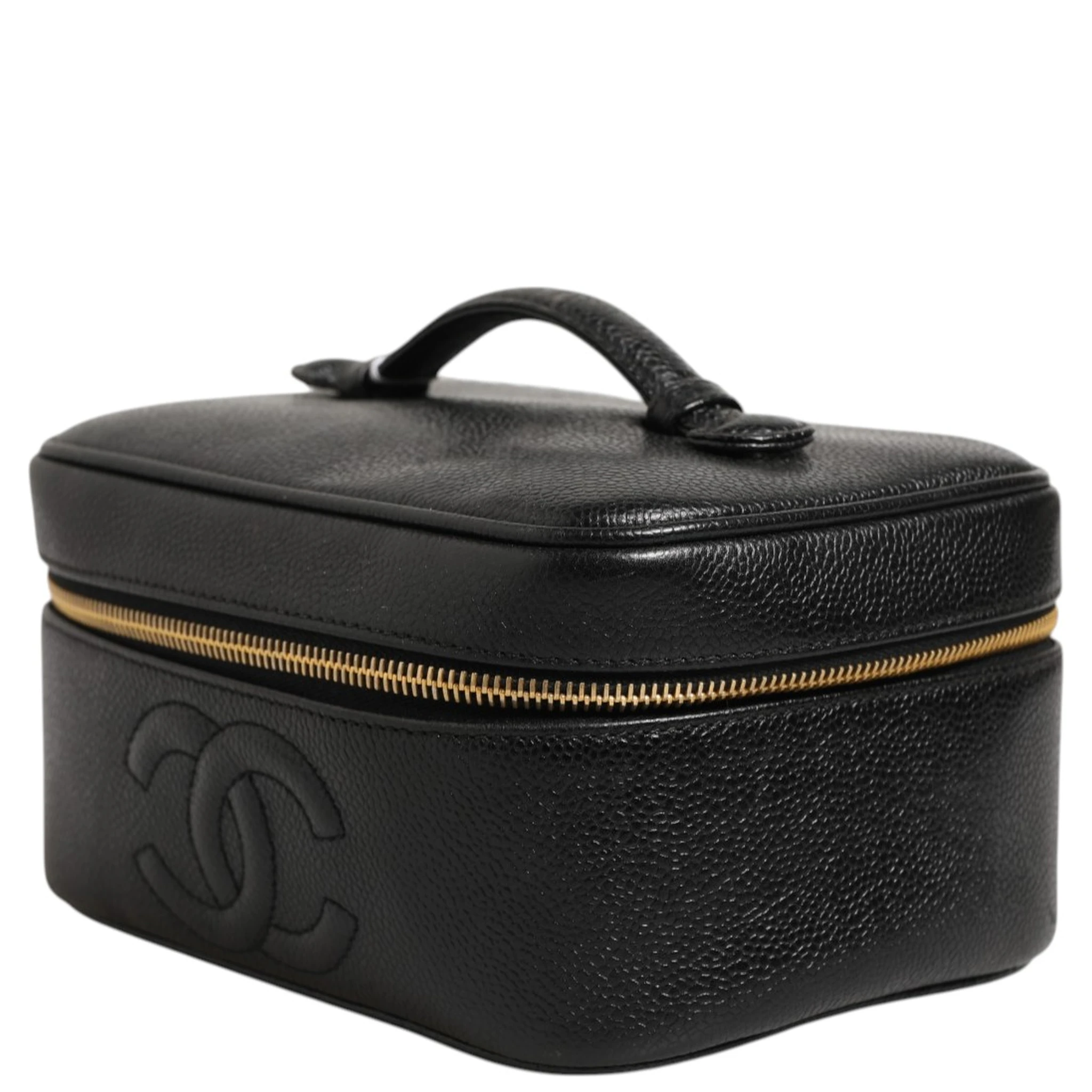 Black and gold makeup bag