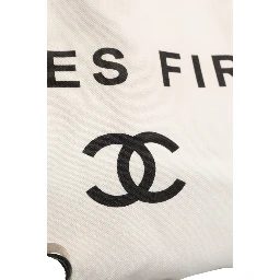 Ladies First White and Black Canvas Shopper Tote Bag