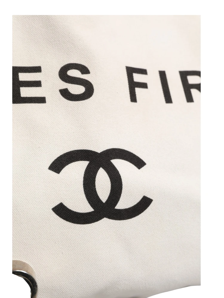 Ladies First White and Black Canvas Shopper Tote Bag alternative