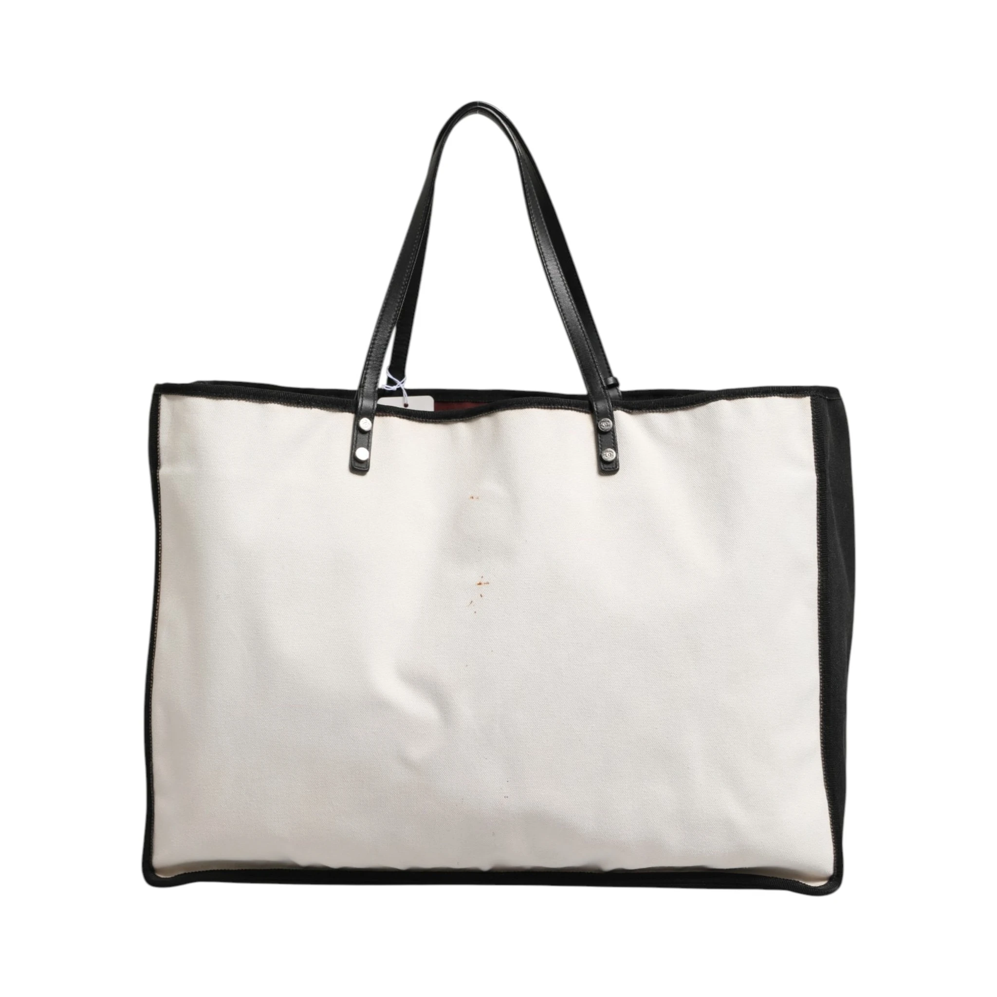 Ladies First White and Black Canvas Shopper Tote Bag
