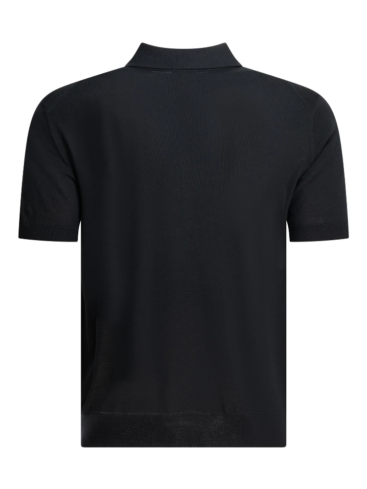 Short sleeves polo shirt in wool alternative