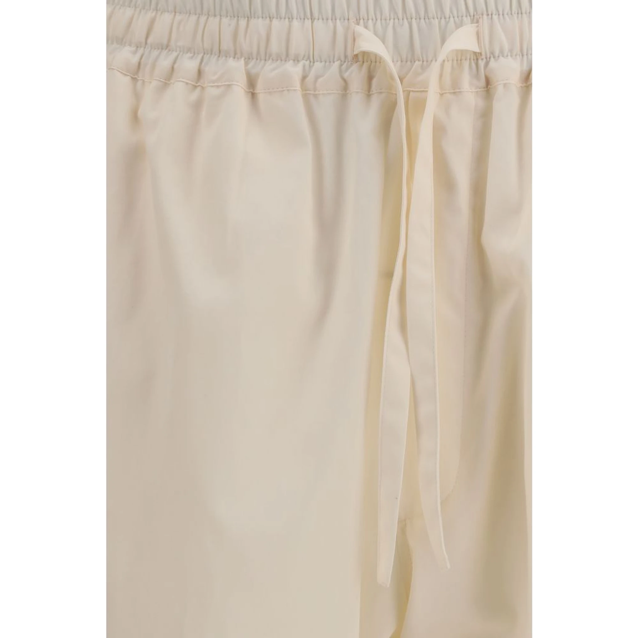 Beige Cotton Casual Pants