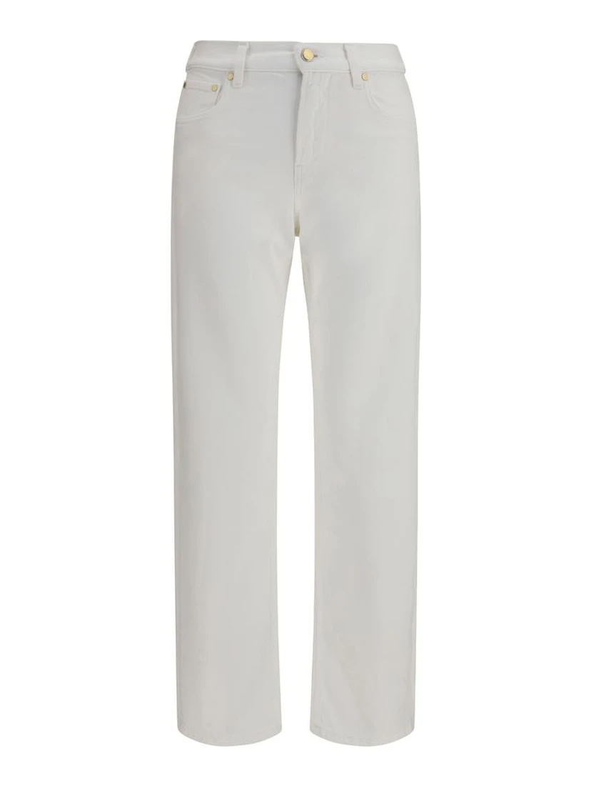 White Cotton Slim Fit Jeans
