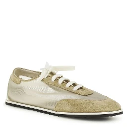 Beige Calf Leather Bos Taurus Low Top Sneakers