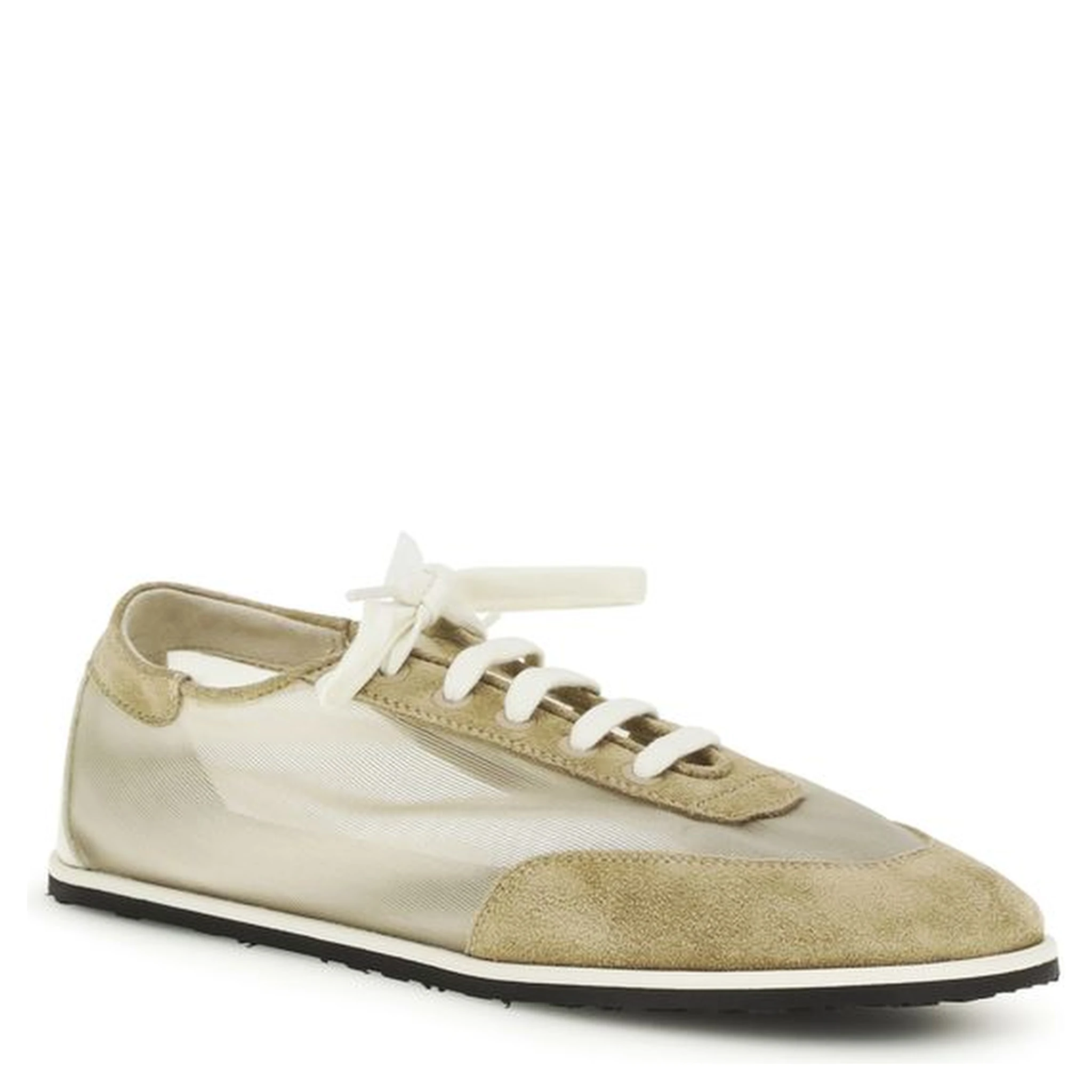 Beige Calf Leather Bos Taurus Low Top Sneakers