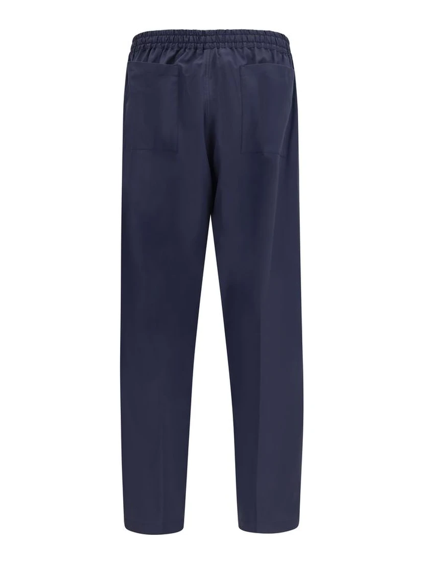Blue Cotton Casual Pants