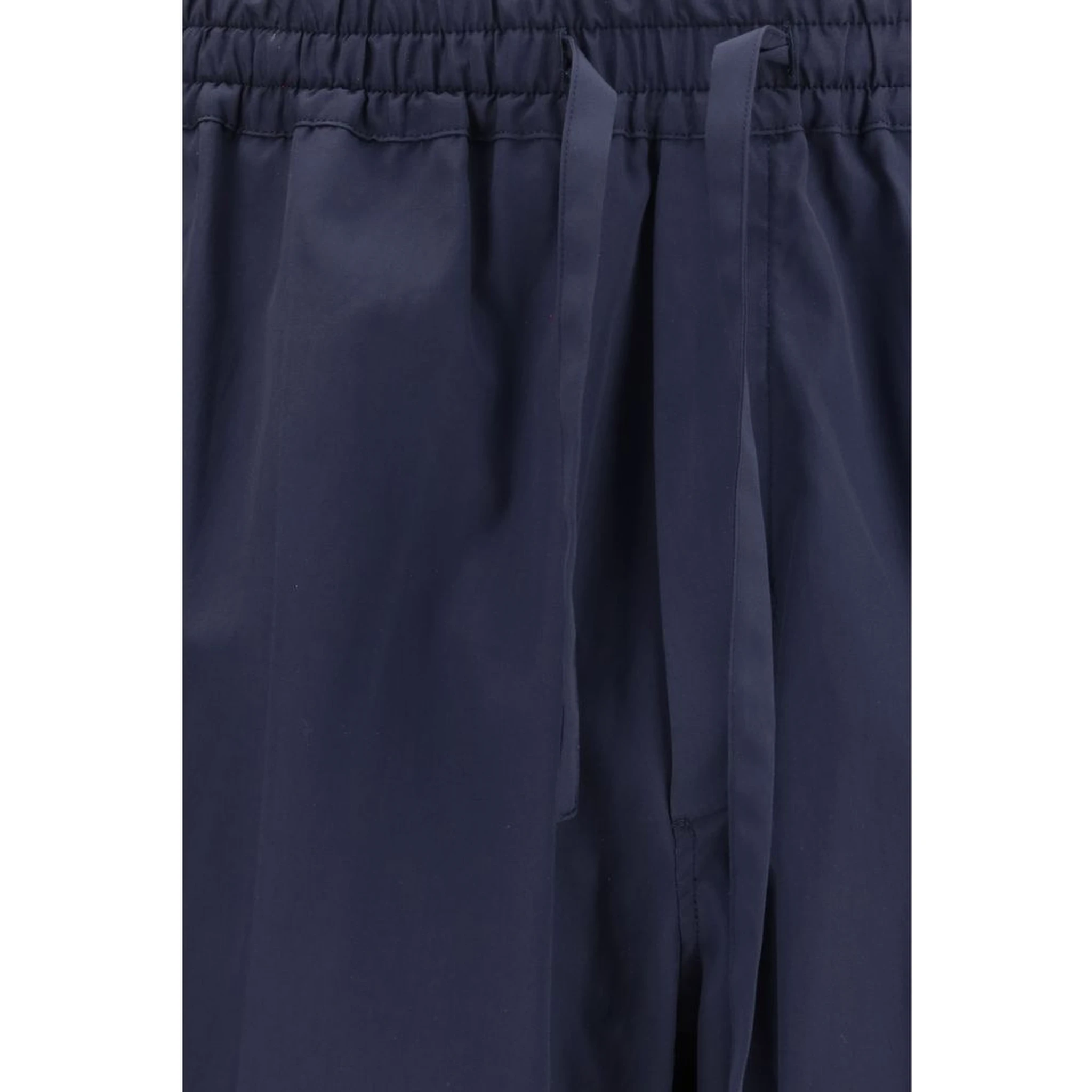 Blue Cotton Casual Pants