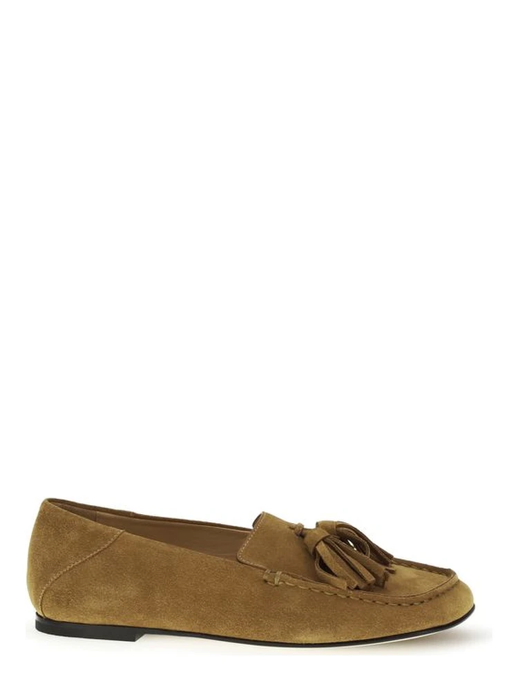Beige Calf Leather Bos Taurus Slip-On Loafers