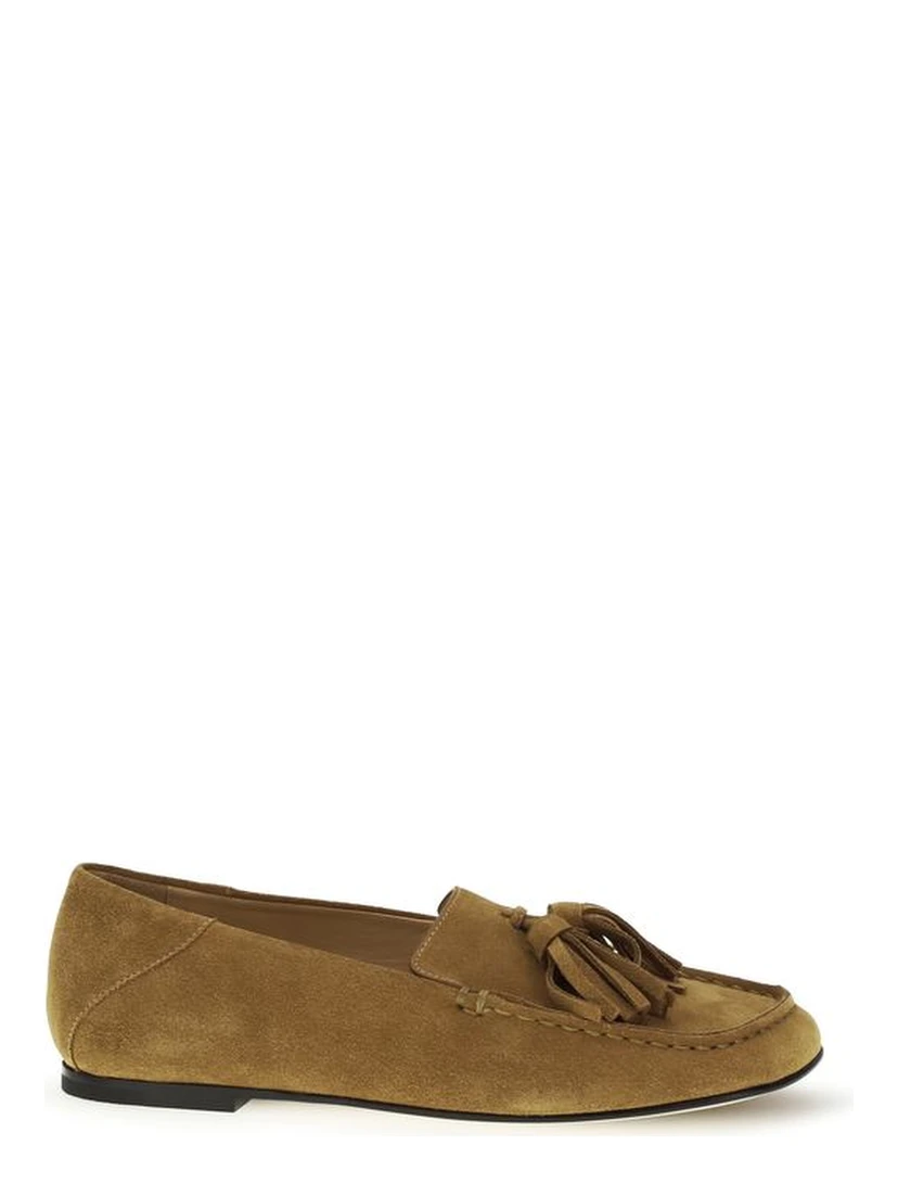 Beige Calf Leather Bos Taurus Slip-On Loafers