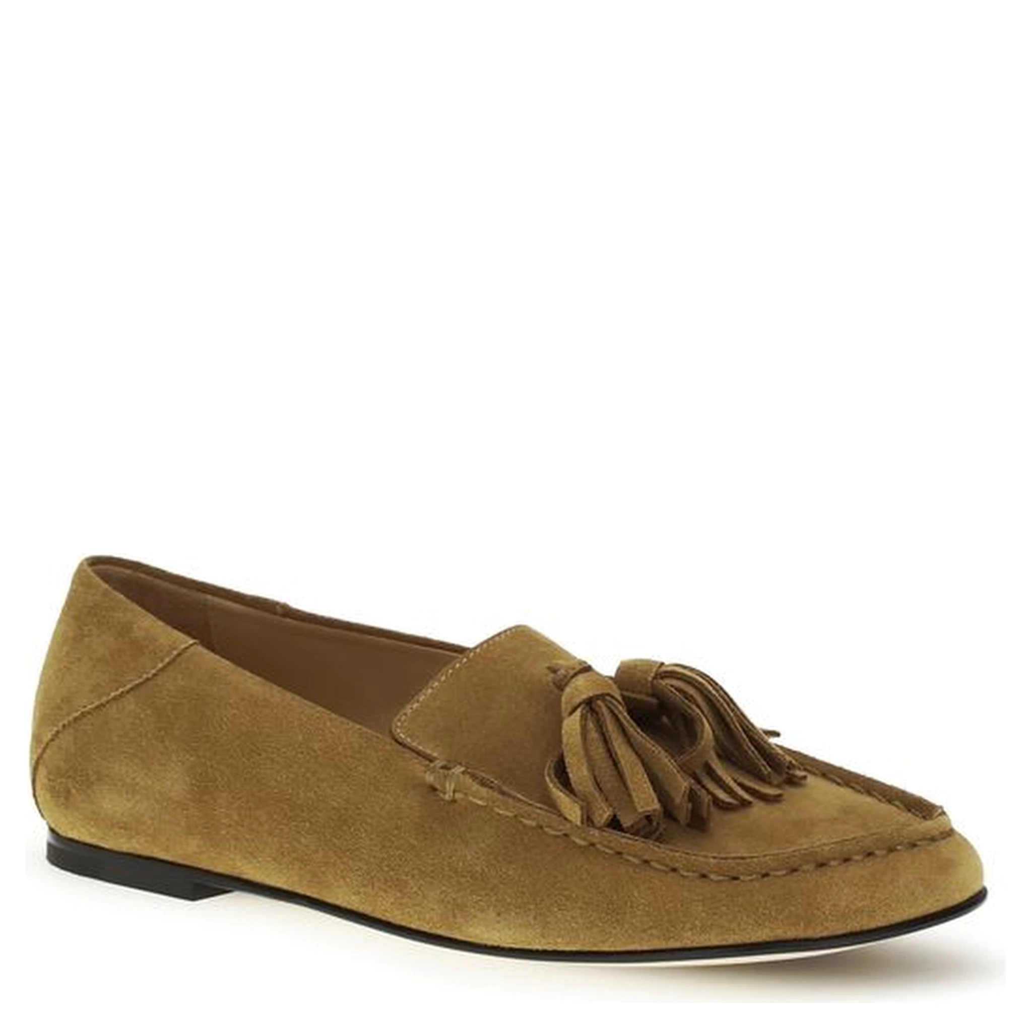 Beige Calf Leather Bos Taurus Slip-On Loafers