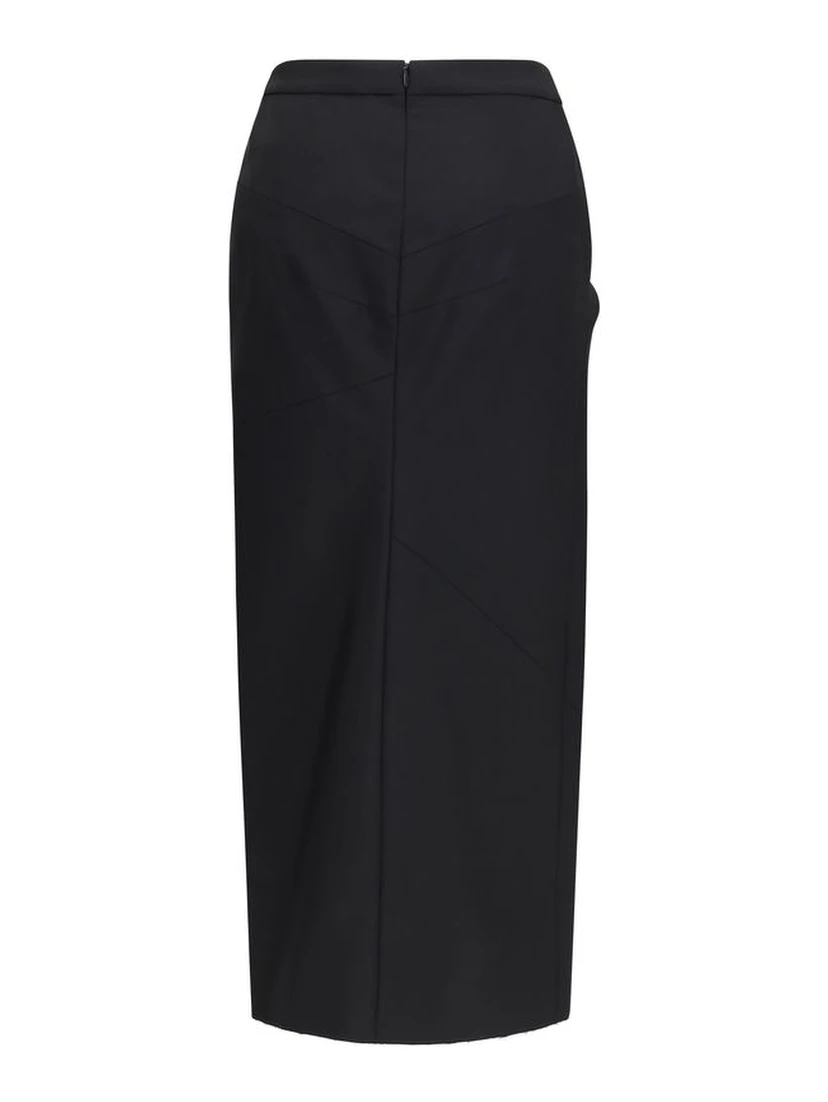 Black Wool Oves Aries Midi Skirt