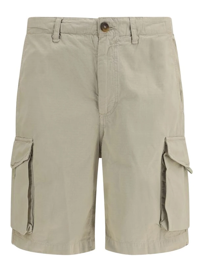 Beige Cotton Bermuda Shorts