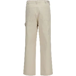 Beige Cotton Casual Pants