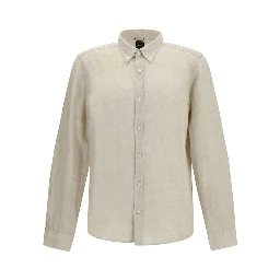 Beige Linen Dress Shirt