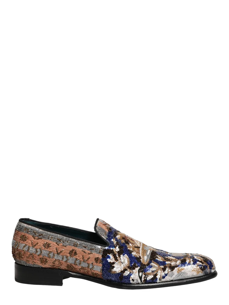 Multicolor Embroidered Sequin Loafers Shoes