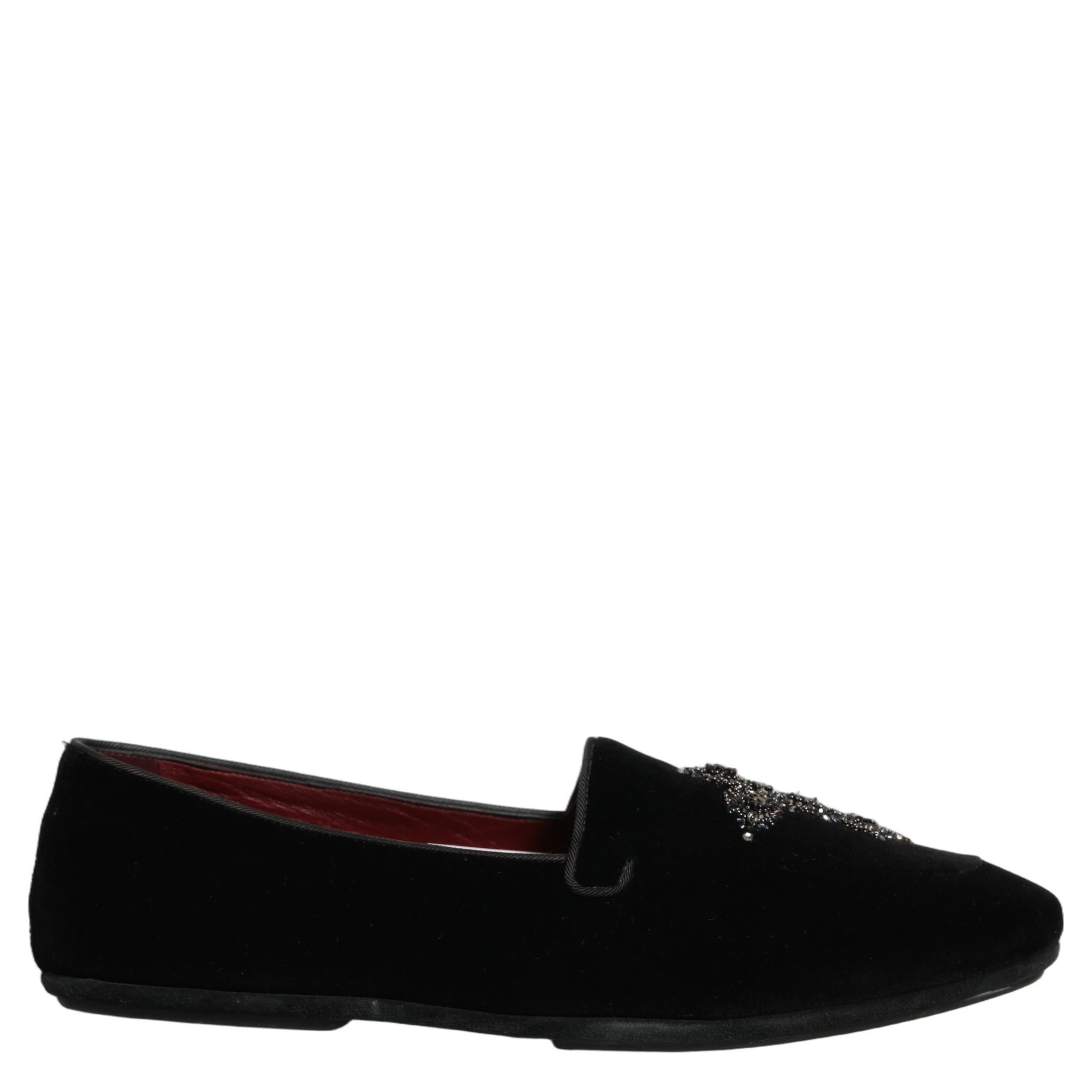 Black Suede Embellished Dress Loafers Shoes
