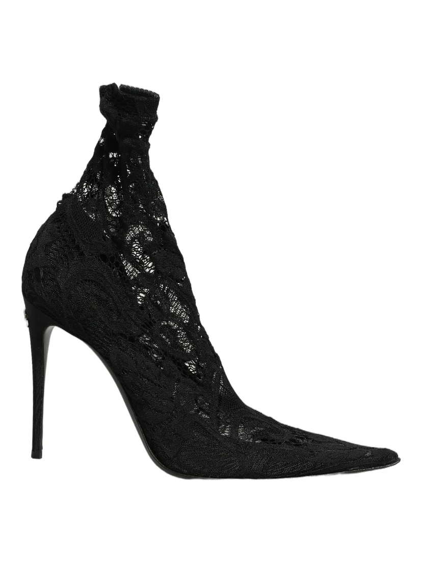 Black Socks Taormina Lace Pumps Boots Shoes