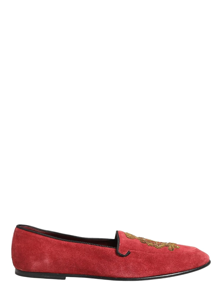 Red Velvet Logo Embroidery Men Loafers Shoes