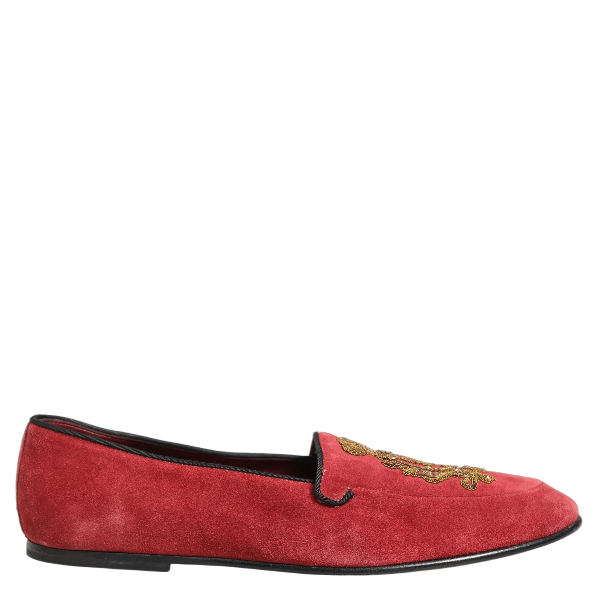 Red Velvet Logo Embroidery Men Loafers Shoes