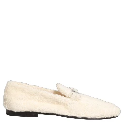White Fur Shearling Men Dress Loafers Shoes