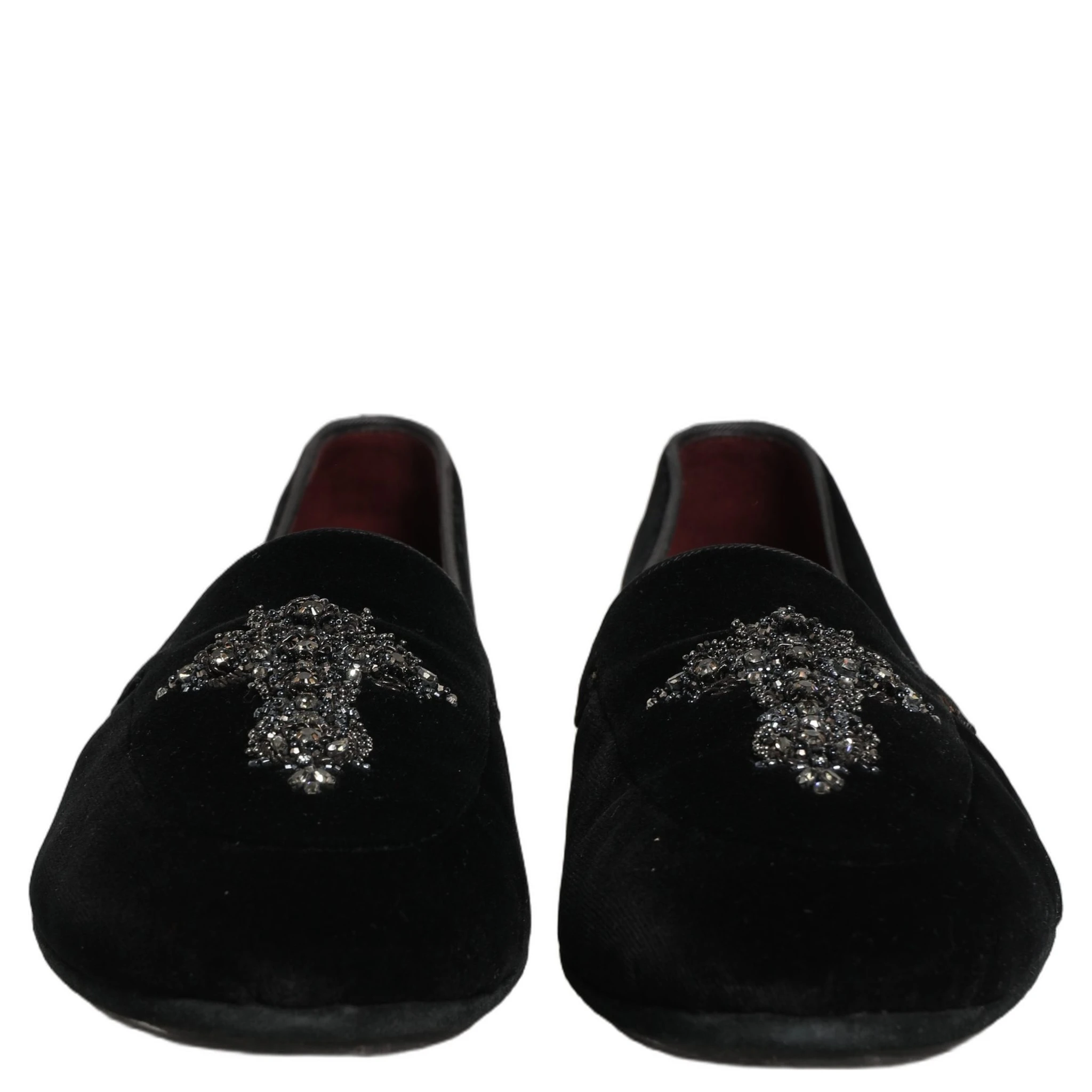 Black Suede Embellished Dress Loafers Shoes