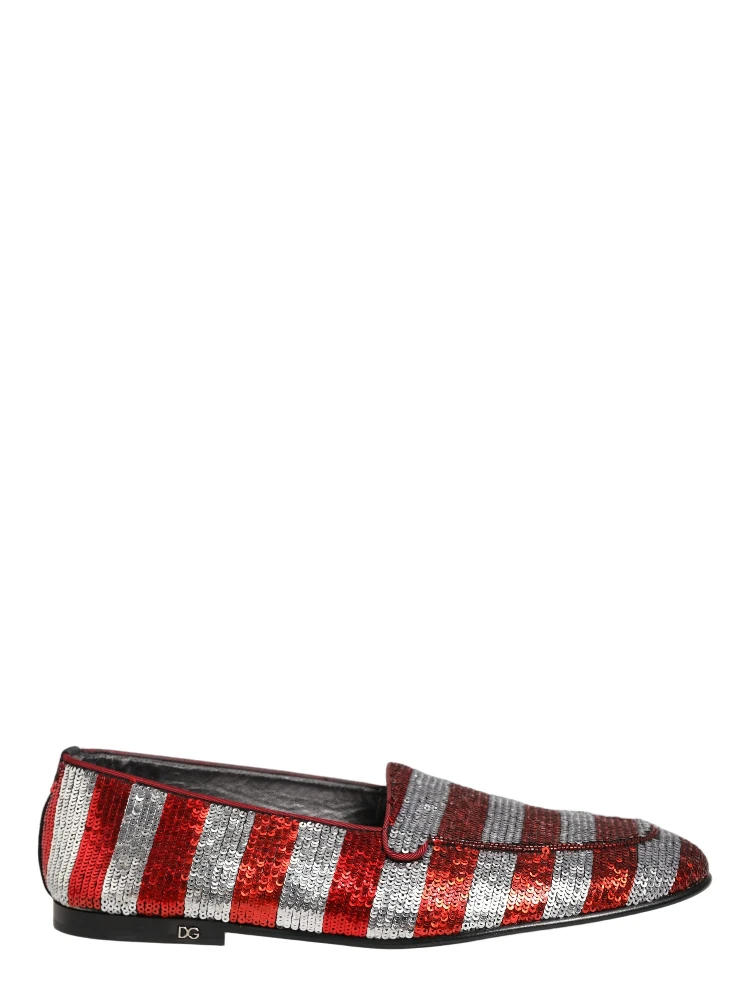 Multicolor Flag Sequin Dress Loafers Shoes