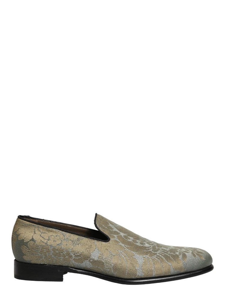 Gold Floral Jacquard Slip On Loafers Shoes alternative