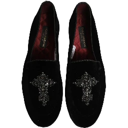 Black Suede Embellished Dress Loafers Shoes