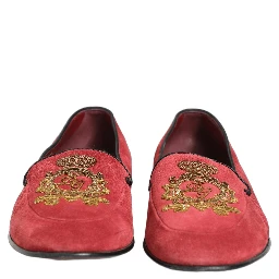 Red Velvet Logo Embroidery Men Loafers Shoes