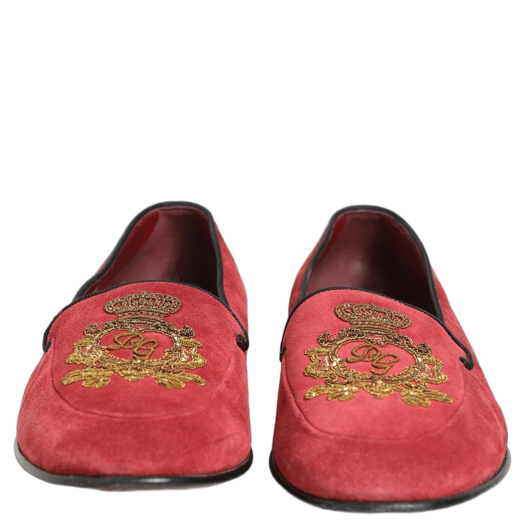 Red Velvet Logo Embroidery Men Loafers Shoes