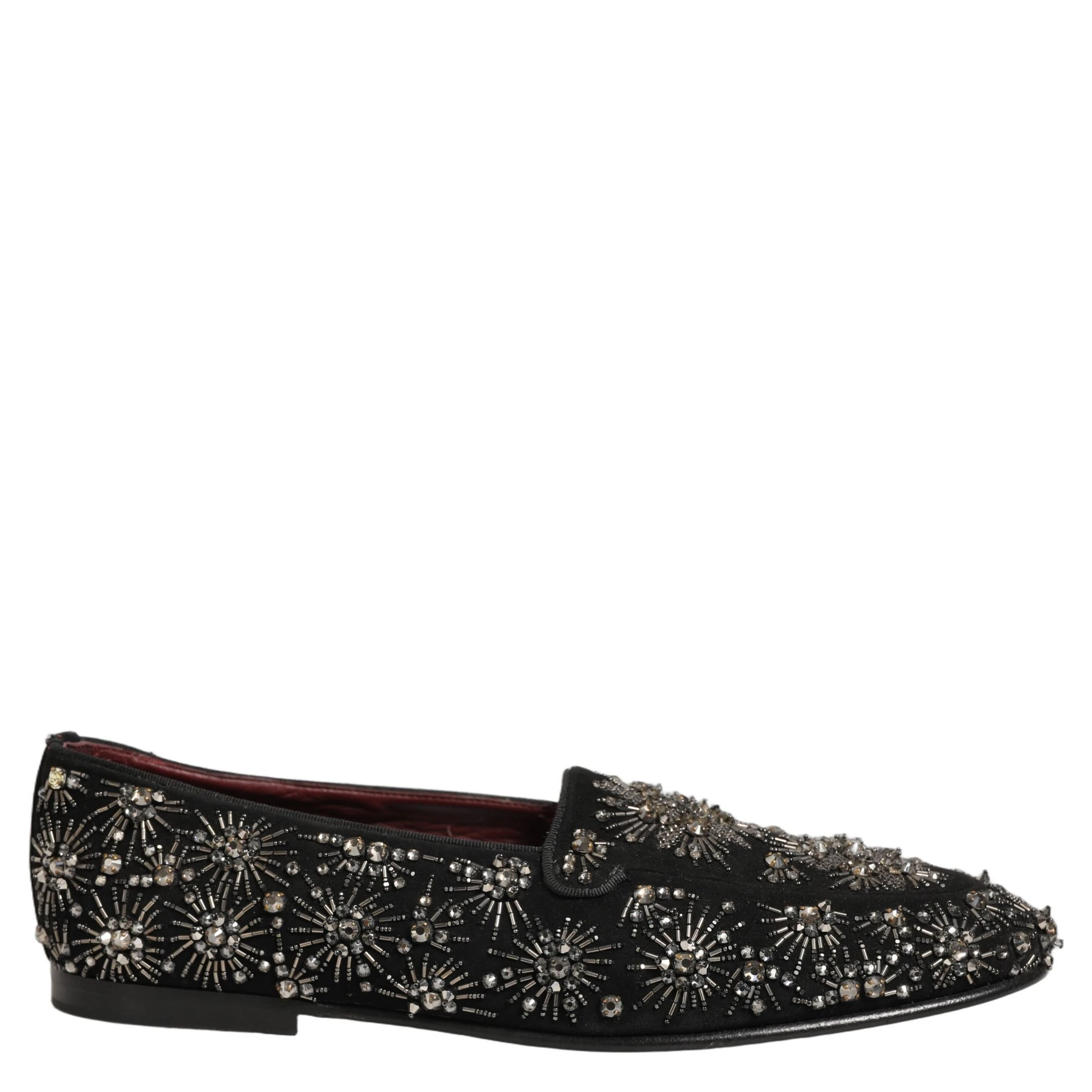 Black Crystal Embellished Dress Loafers Shoes