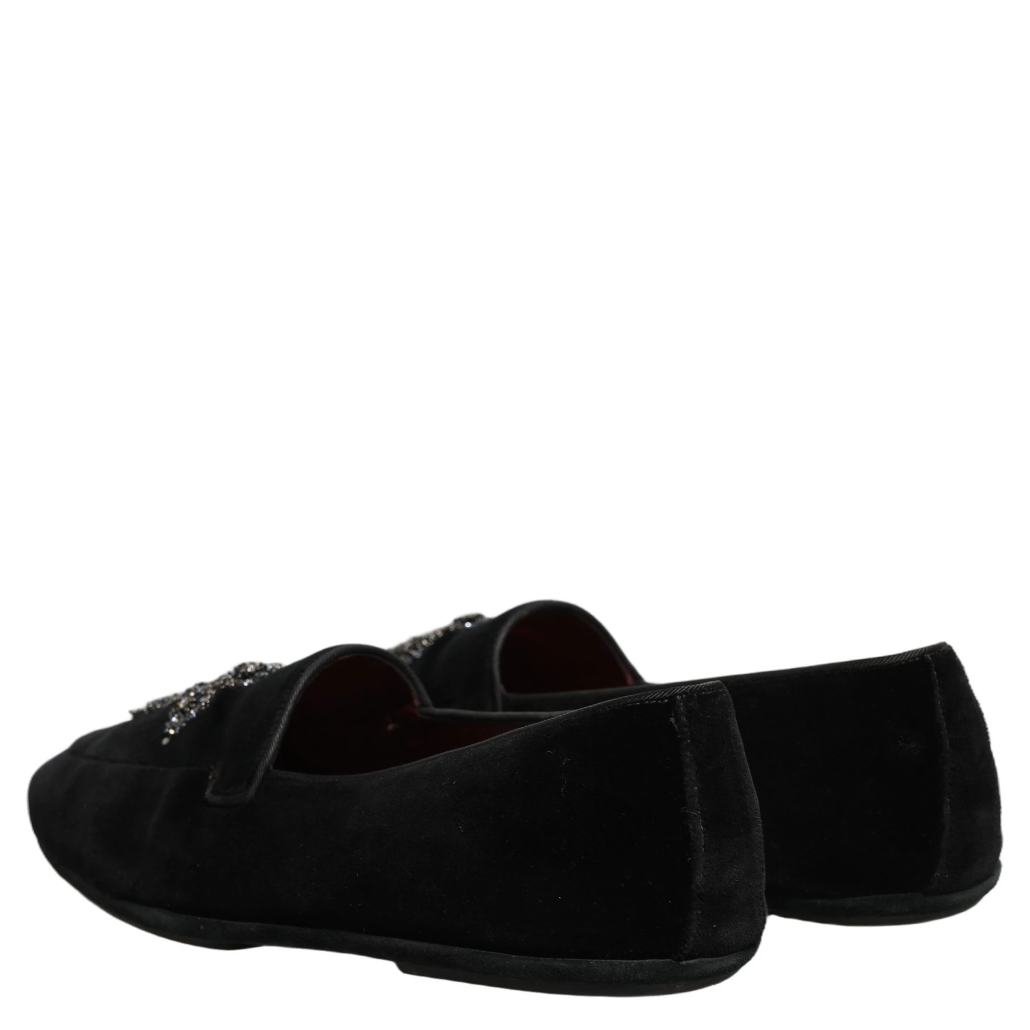 Black Suede Embellished Dress Loafers Shoes