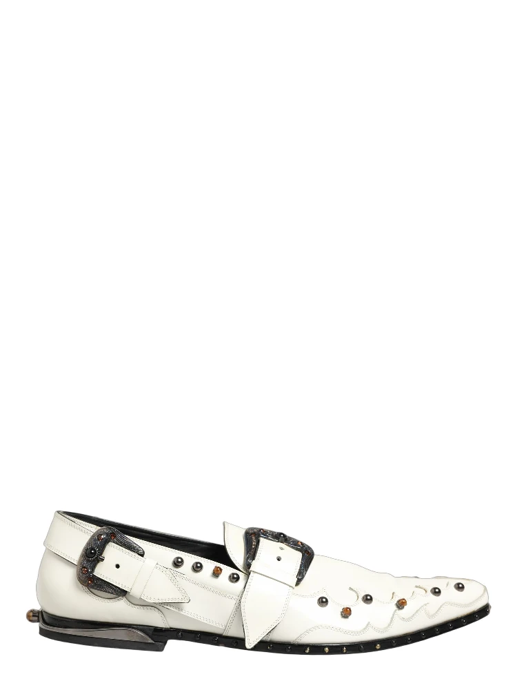 White Studded Formal Dress Monk Strap Shoes alternative