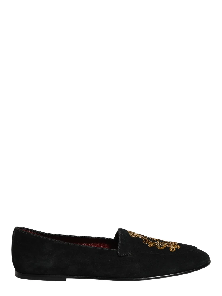 Black Velvet Crown Embroidery Loafers Shoes alternative