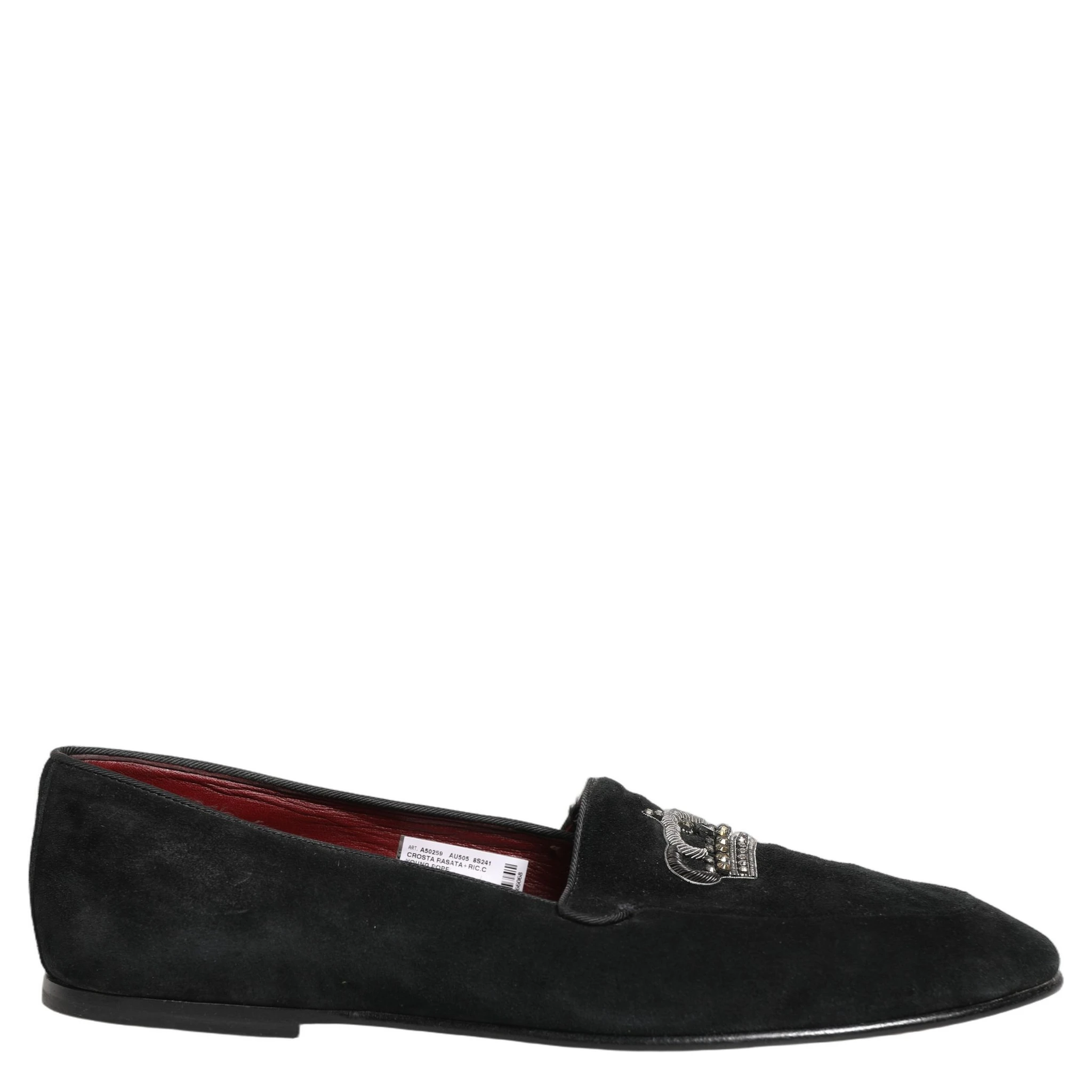 Black Crown Embellished Dress Loafers Shoes