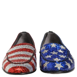 Multicolor Flag Sequin Dress Loafers Shoes
