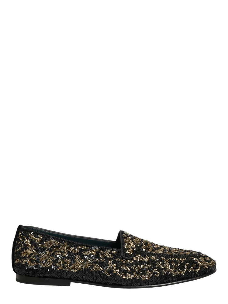 Black Gold Embellished Dress Loafers Shoes alternative