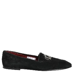 Black Crown Embellished Dress Loafers Shoes
