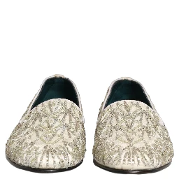 White Velvet Embroidered Dress Loafers Shoes
