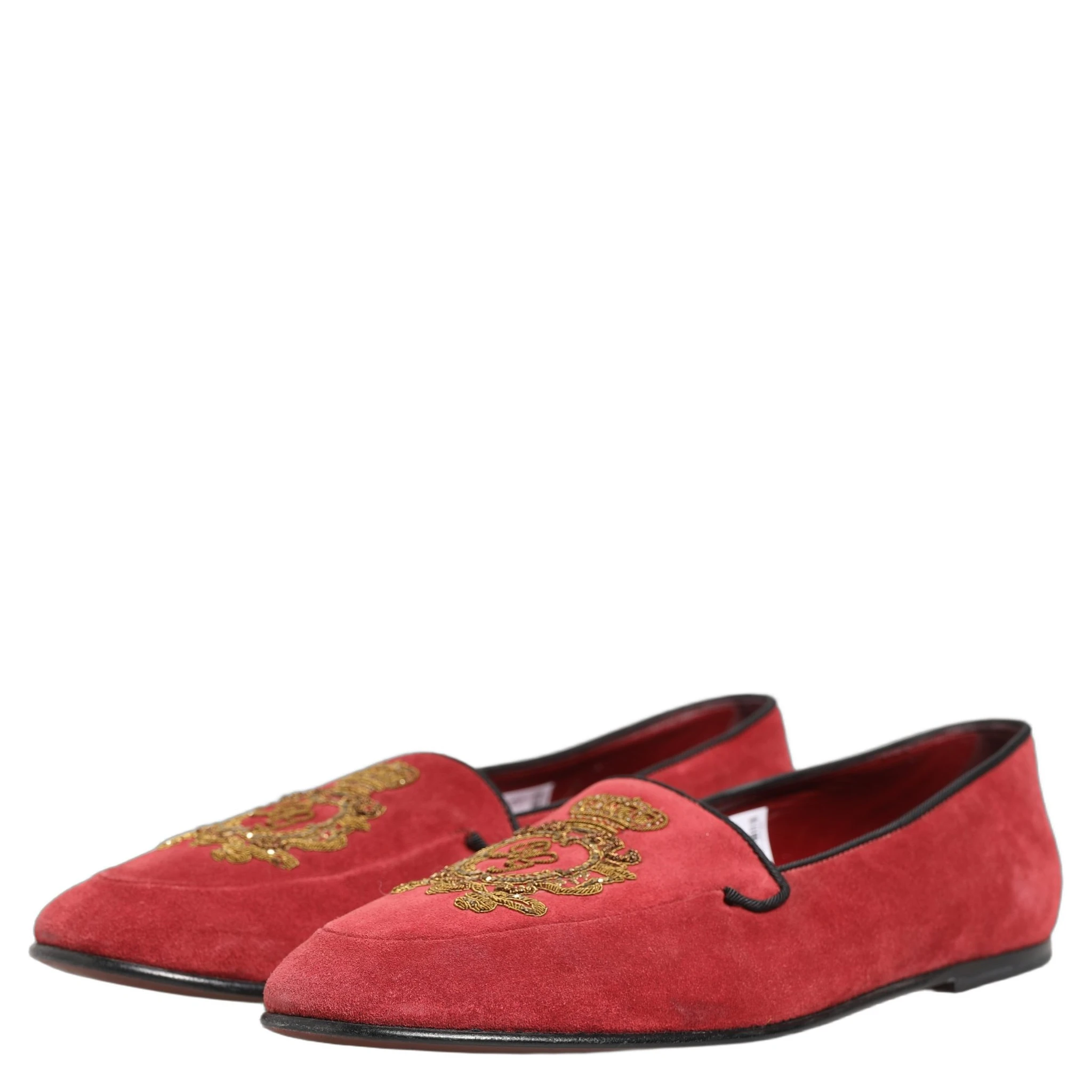 Red Velvet Logo Embroidery Men Loafers Shoes