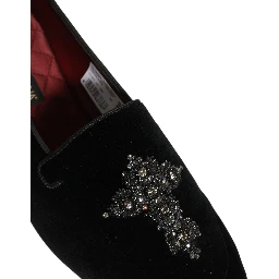 Black Suede Embellished Dress Loafers Shoes