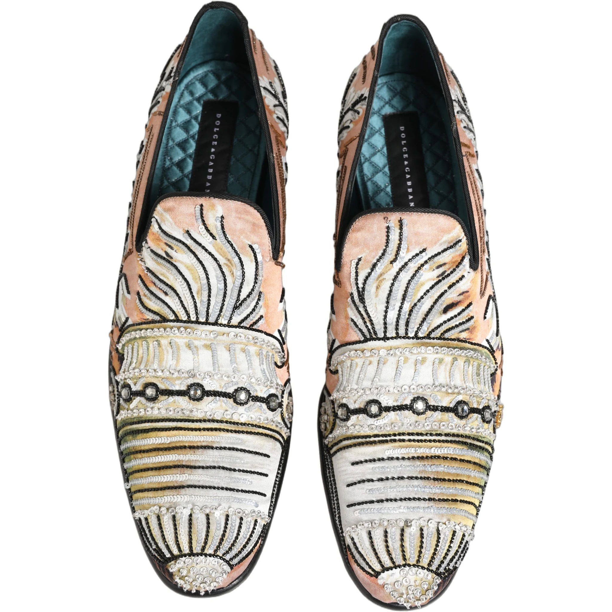 Multicolor Brocade Sequin Dress Loafers Shoes