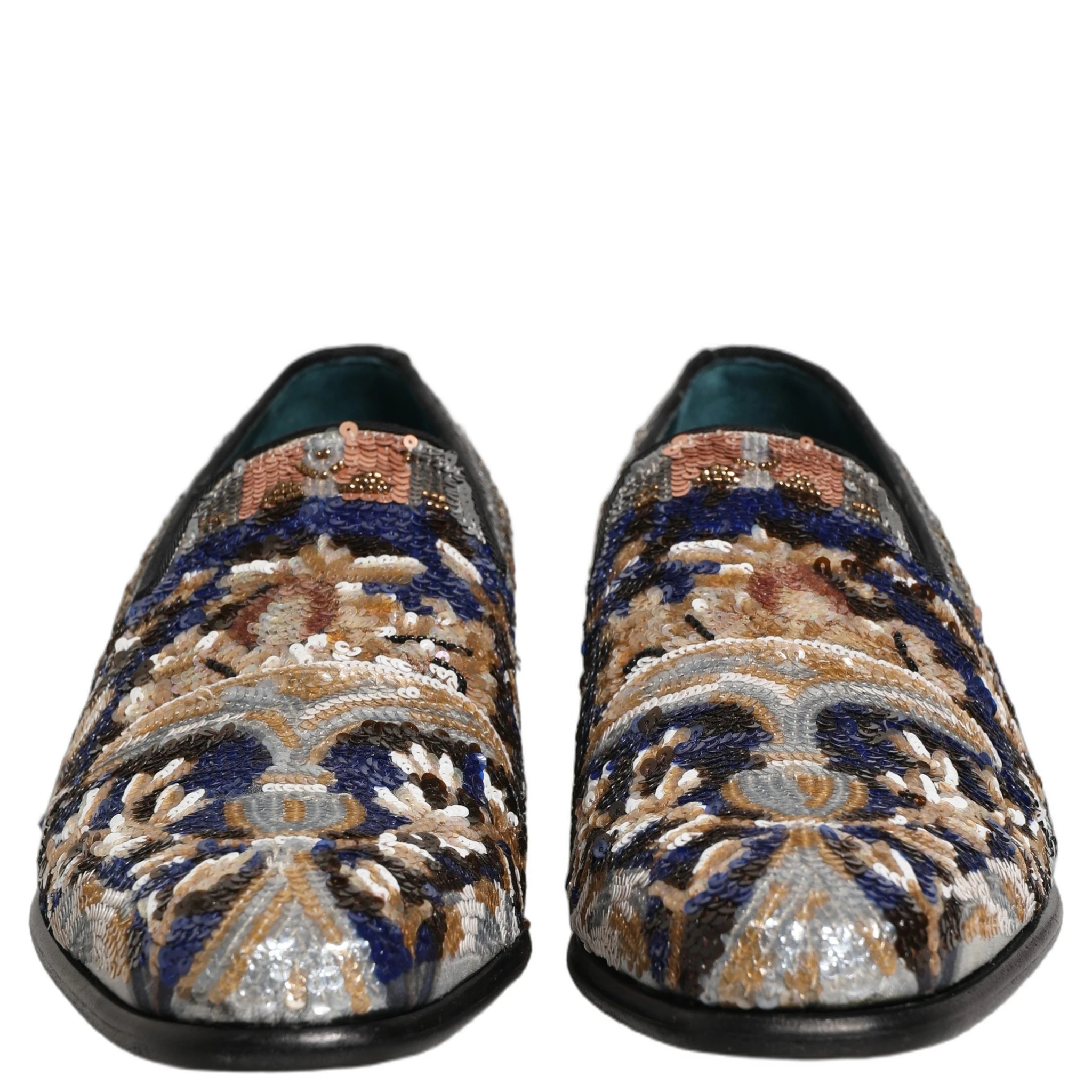 Multicolor Embroidered Sequin Loafers Shoes