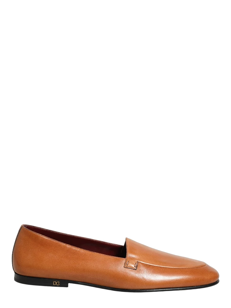 Brown Leather Logo Slip On Men Loafers Shoes alternative