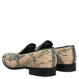 Beige Sequin Embroidery Dress Loafers Shoes