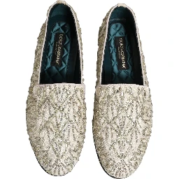 White Velvet Embroidered Dress Loafers Shoes