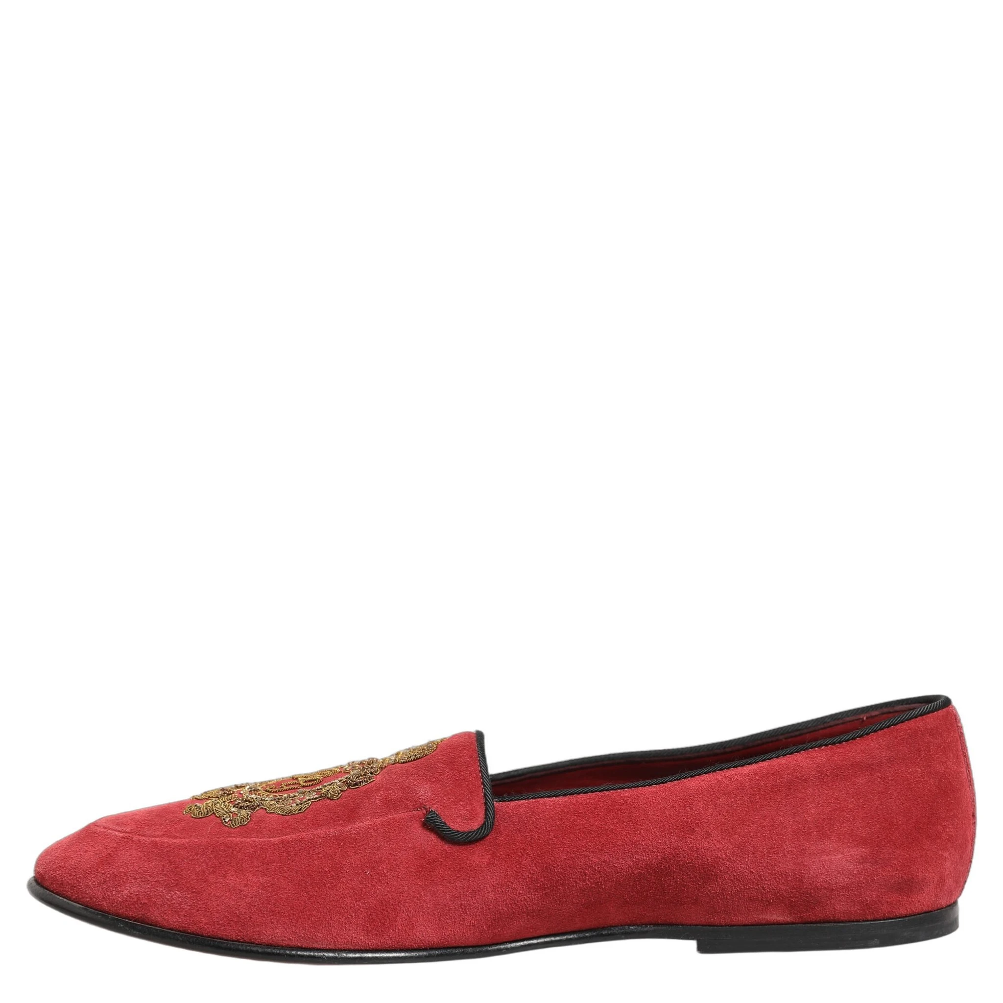 Red Velvet Logo Embroidery Men Loafers Shoes